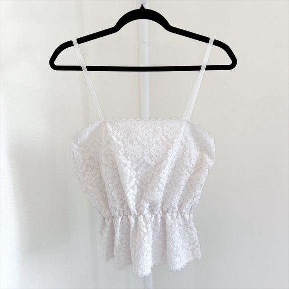 LA Chic California Tops - VTG L.A. Chic California Size Large Peplum Lace Cami White Made in‎ USA